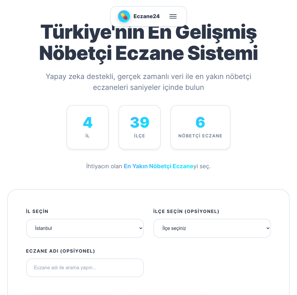 Nöbetçi Eczane 24 Web Sitesi